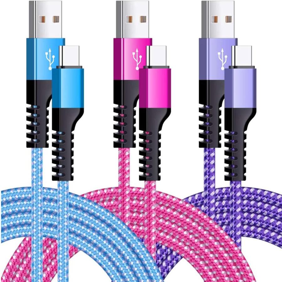 USB Type C ケーブル 【1.8m 3本*3色】 3A急速充電 QC3.0対応 タイプｃ充電ケーブル 高耐久 ナイロン USB A to USB C ケーブル タイプc｜asaza｜11