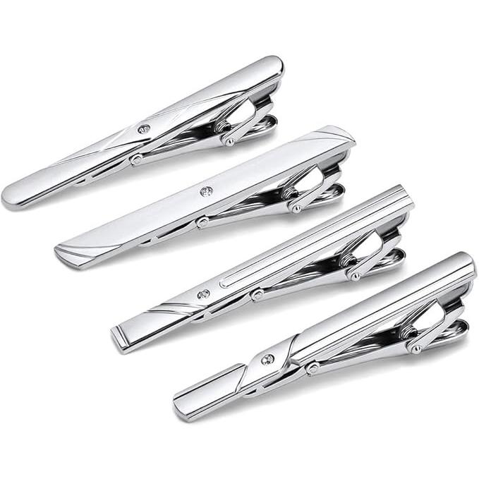 ネクタイピン　パールk10.とsilver 2個セット ネクタイピン 4本セット シルバー おしゃれ タイピン ステンレス