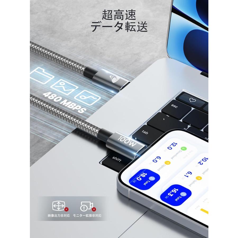 USB C ケーブル【2M/2本 PD対応 100W/5A 超急速充電】USB タイプc 断線