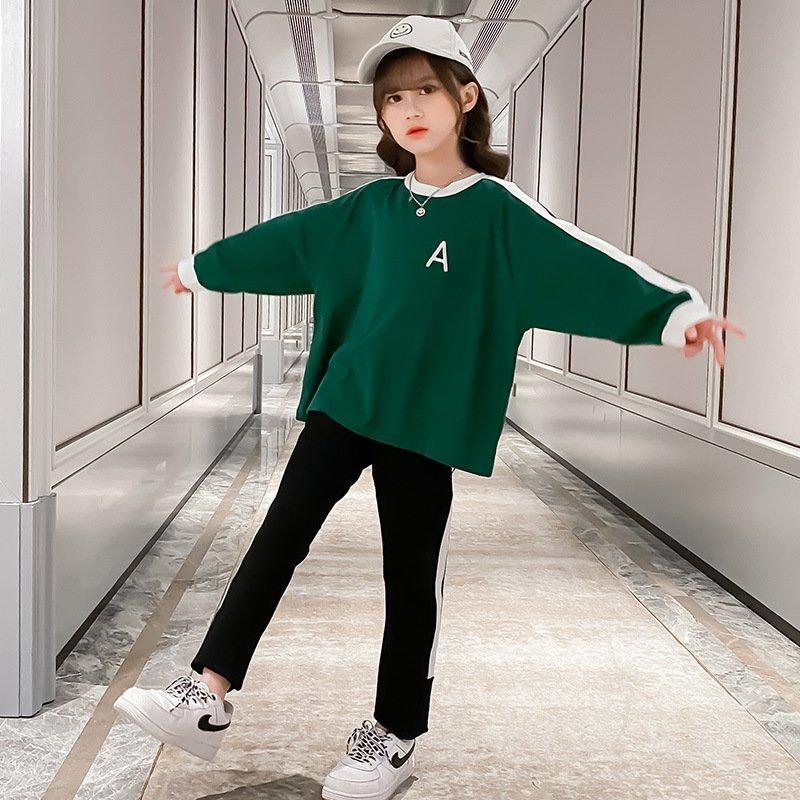 子供 ジャージ 上下セット 女の子 おしゃれ セットアップ キッズ スウェット 長袖tシャツ パンツ 秋 トレーニングウェア 緑 限定セール