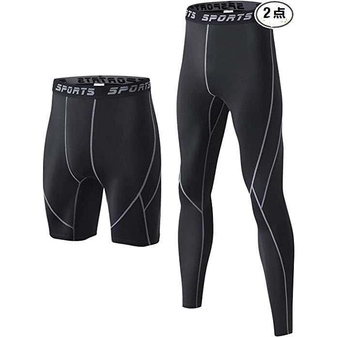 スポーツタイツ メンズ コンプレッション ロング レギンス + ショート