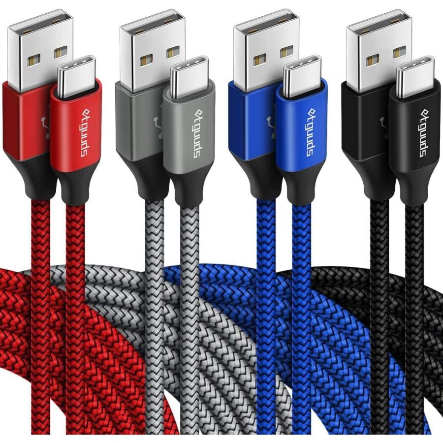幅広い互換性 超小型 急速充電器 Type-Cケーブル付属 USB Type C ケーブル【4本セット】3A 急速充電 タイプc ケーブル 高速