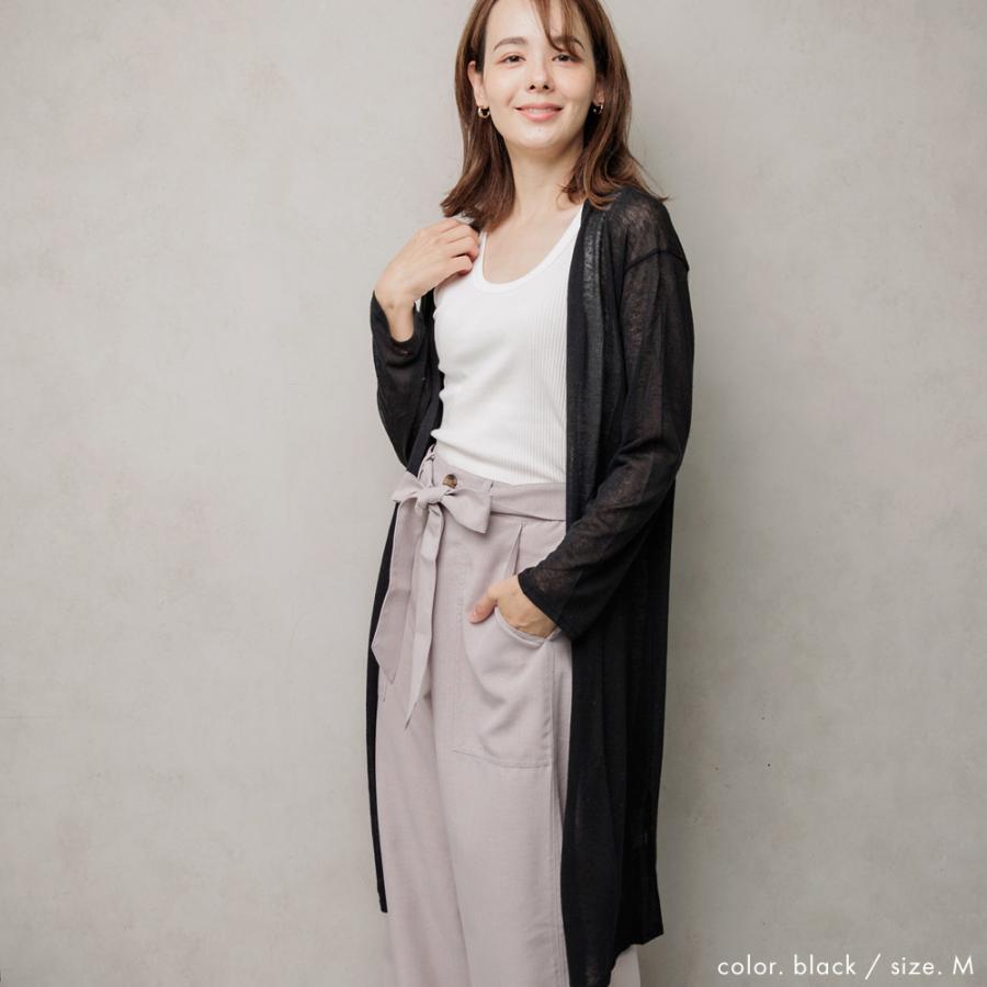 リネン混ショールカラーロングトッパーカーディガン 夏物新作 大きい