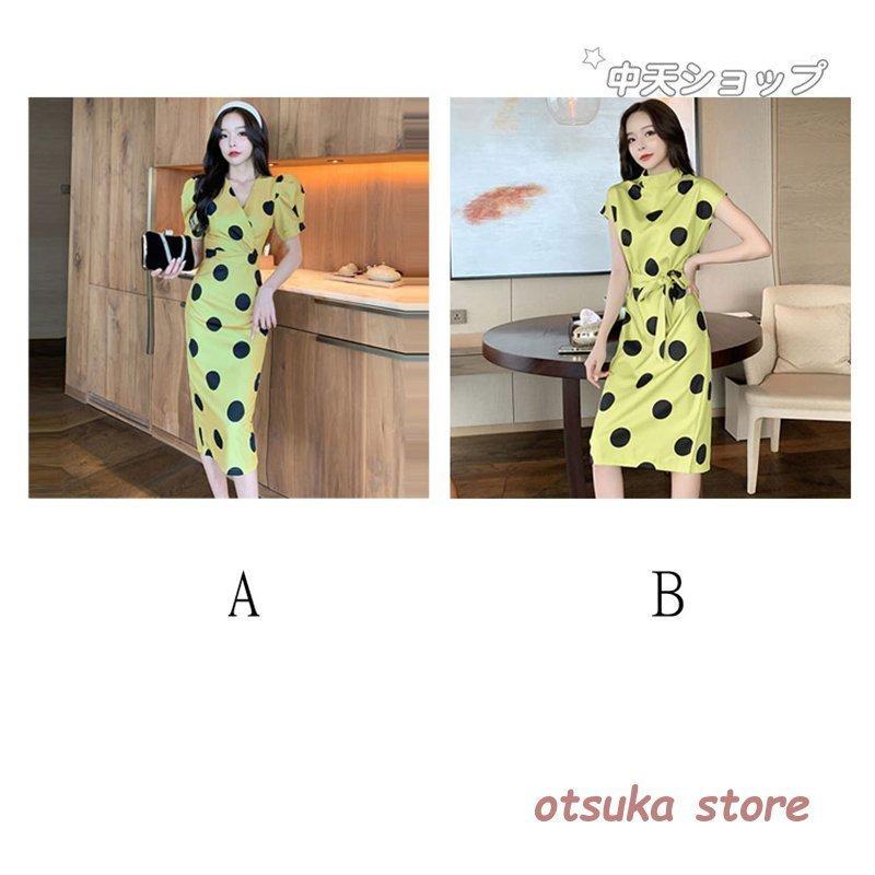 レビューで送料無料 ワンピース 代30代 Ol エレガント デート お出かけ 通勤 着痩せ ボウタイ リボン ドット柄 ひざ丈ワンピース きれいめ 夏 レディース タイトワンピース ワンピース サイズ S Www We Job Com