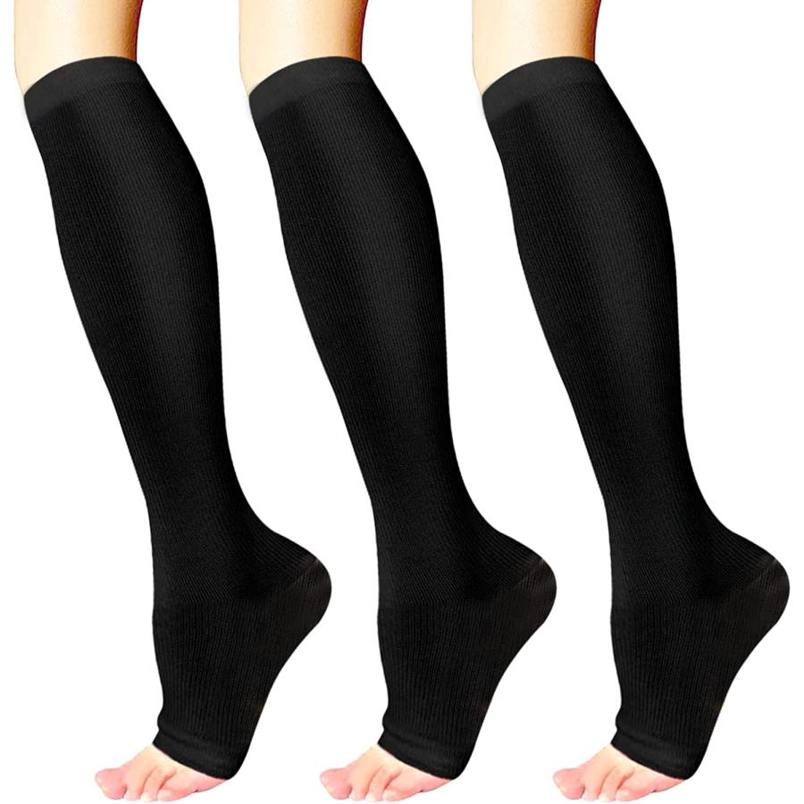 3足組 着圧ソックス つま先のない弾性ストッキング スリーピング