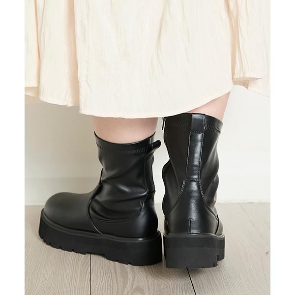la farfa（ラファーファ） レディース 厚底ストレッチショートブーツ