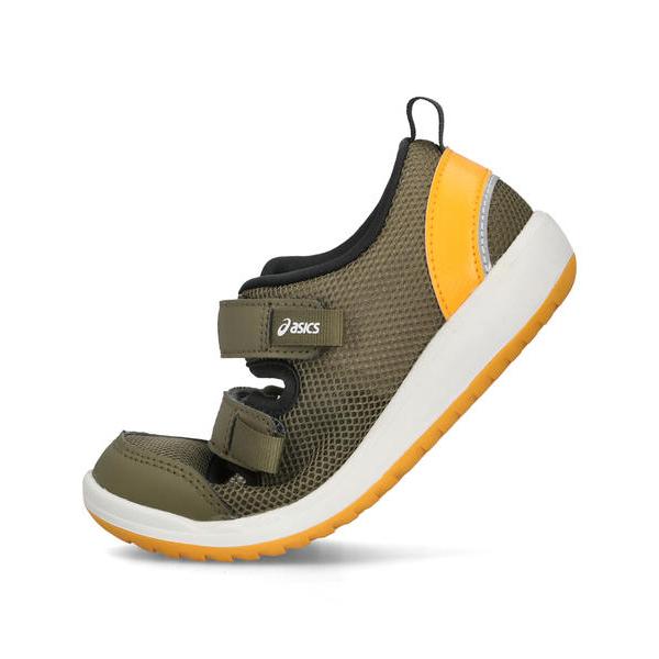 ASICS KIDS SUKU2 アシックス スクスク MESHOES MINI 3 キッズサンダル サマーシューズ 子供靴 2本ベルト ストラップ ミーシューズミニ3 1144A432 300 カーキの画像
