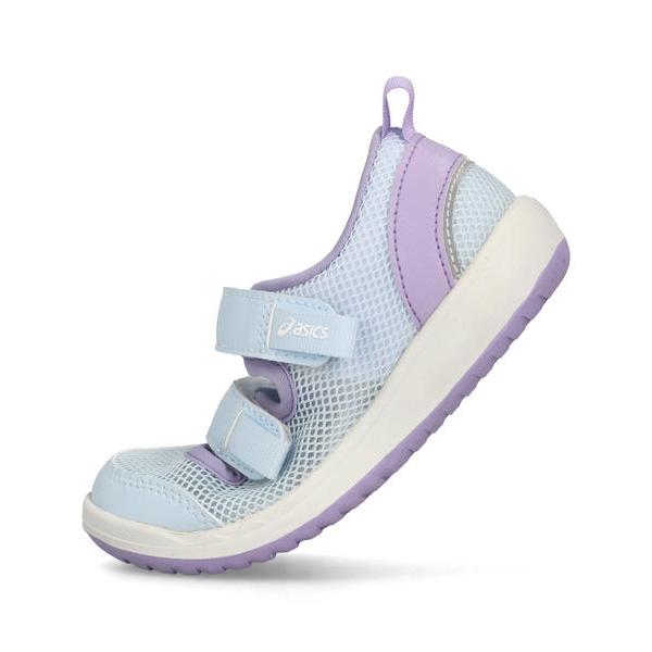 ASICS KIDS SUKU2 アシックス スクスク MESHOES MINI 3 キッズサンダル サマーシューズ 子供靴 2本ベルト ミーシューズミニ3 1144A432 400 ライトブルー 爆買の画像