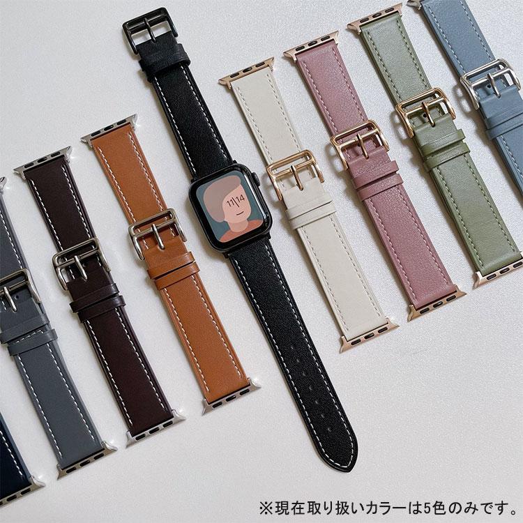 アップルウォッチ バンド レディース レザー 本革 Apple Watch 9 8 7 6 5 se ベルト くすみカラー 41mm 38mm かわいい 49mm 45mm 44mm 42mm 40mm ultra｜ascal｜10