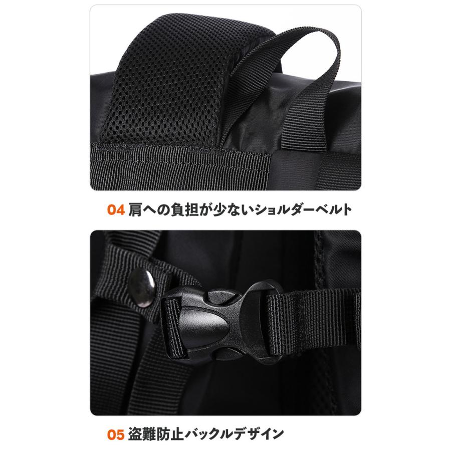 リュックサック メンズ ストリート 大容量 防水 撥水 おしゃれ リュック バックパック ノート PC 通勤 通学 出張 旅行 登山 防災 バイク 収納 ブラック 送料無料 |  | 12