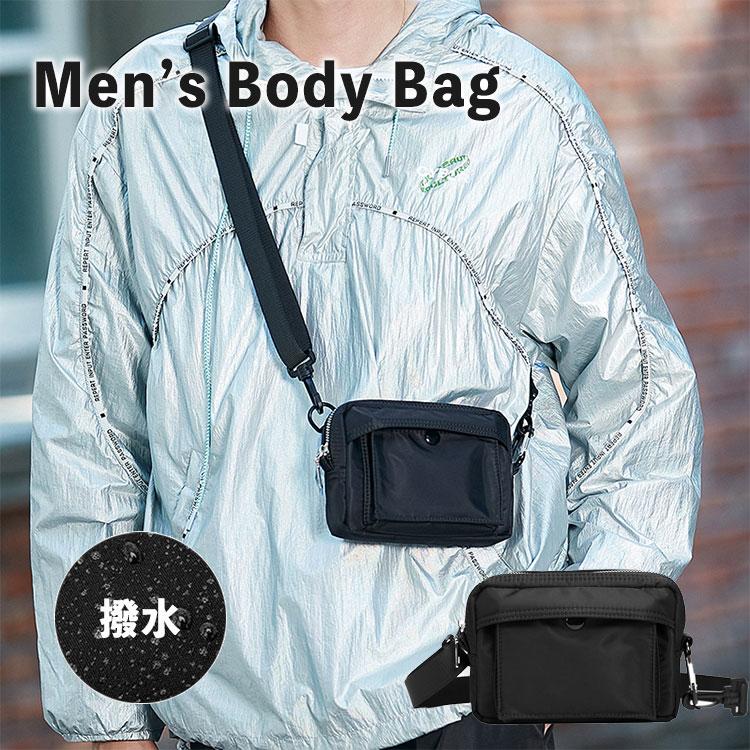 ボディバッグ メンズ 撥水 軽量 ショルダー 斜め掛け おしゃれ サコッシュ ショルダーバッグ ポシェット  ユニセックス シンプル ブラック スポーツ ナイロン | 