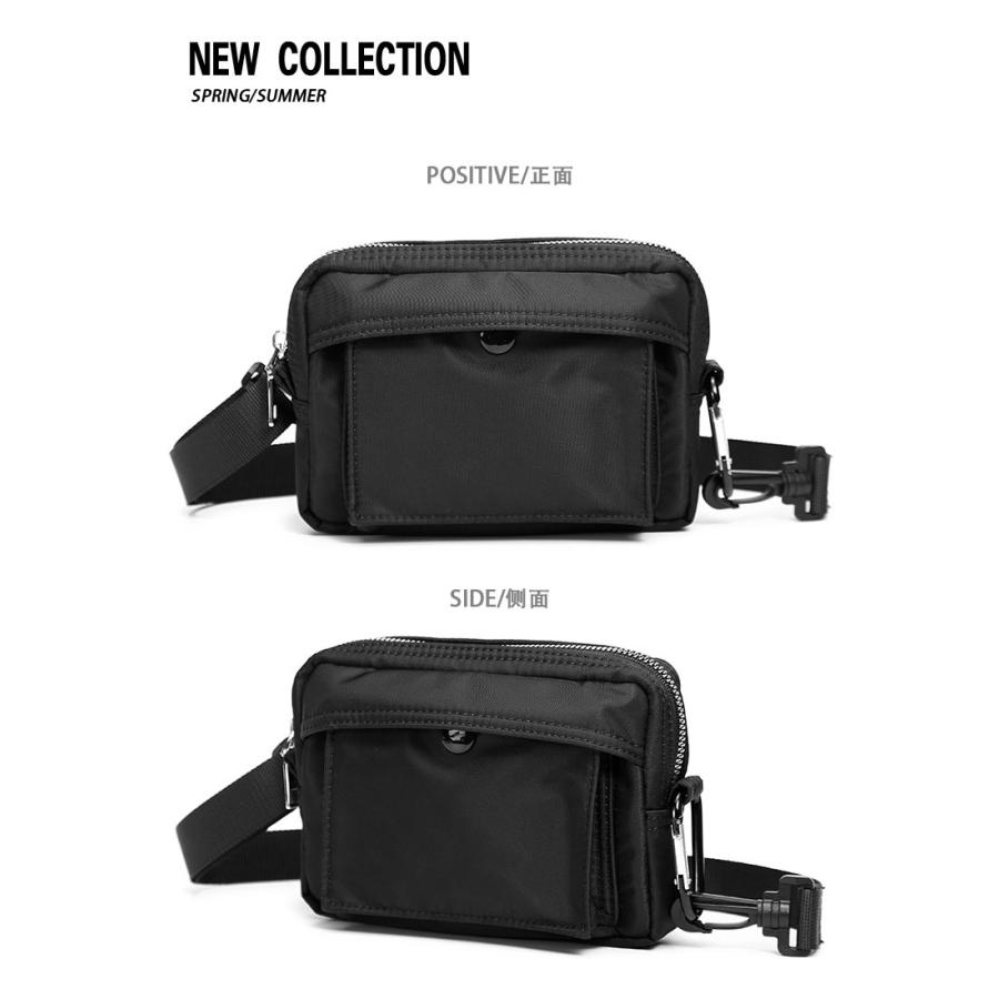 ボディバッグ メンズ 撥水 軽量 ショルダー 斜め掛け おしゃれ サコッシュ ショルダーバッグ ポシェット  ユニセックス シンプル ブラック スポーツ ナイロン |  | 05