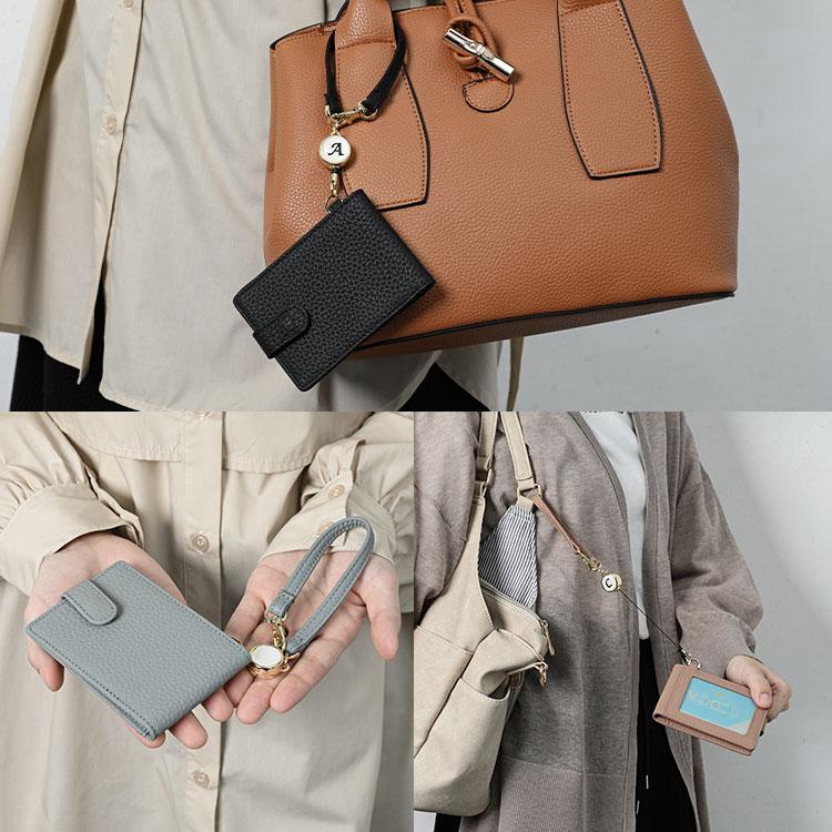 パスケース リール付き レディース イニシャル 選べる 二つ折り 定期入れ 本革 ICカード 2枚 カードケース かわいい シボ 通勤 通学 入学 女性 くすみカラー |  | 12