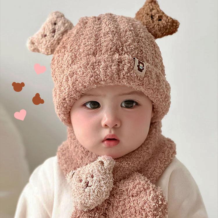子ども用 ニット帽 くま 耳 マフラー セット 耳付き くまさん 秋 冬