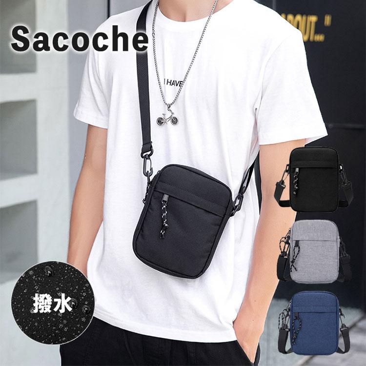 サコッシュ 小さめ メンズ 防水 撥水 ショルダー ポーチ キャンバス スマホポーチ 斜め掛け おしゃれ サコッシュバッグ ポシェット ユニセックス シンプル | 
