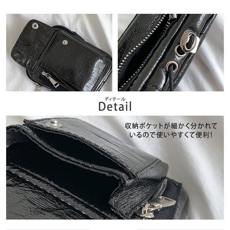 サコッシュ レディース ポシェット 斜めがけ かわいい エナメル きれいめ 小さめ 2way ヒップポーチ 軽い カジュアル おしゃれ 軽量 撥水 外ポケット 韓国 |  | 05