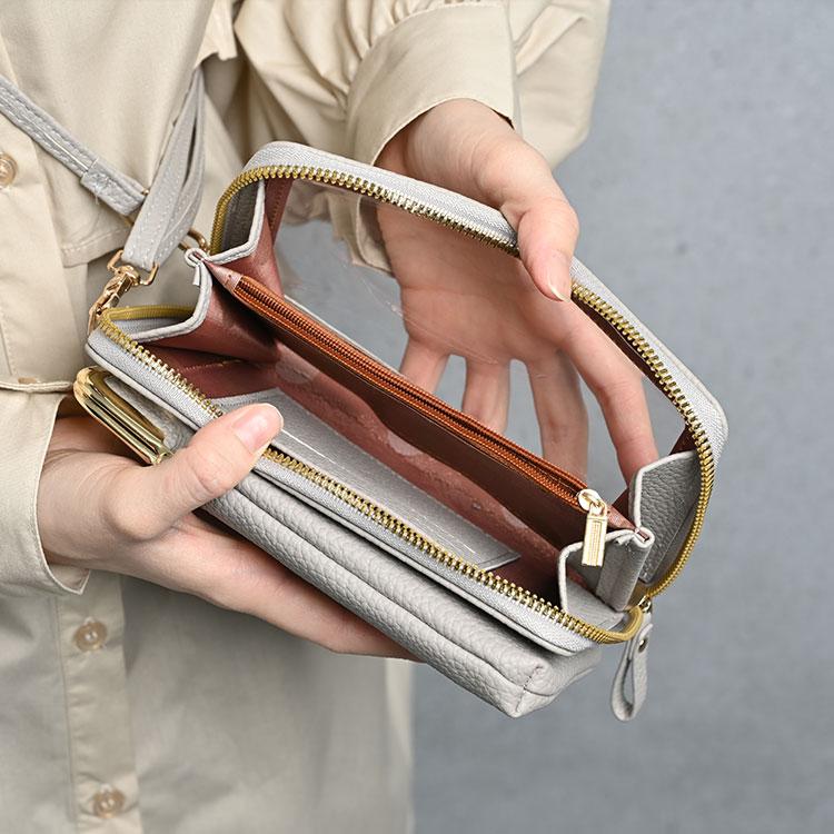 スマホポーチ レディース がま口 おしゃれ 入れたまま 操作 財布 斜め掛け サコッシュ スマホ ショルダー バッグ かわいい 小銭入れ iPhoneケース くすみカラー |  | 13