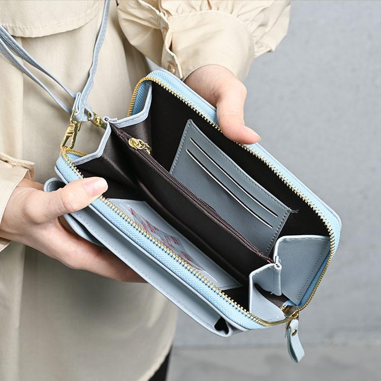 スマホポーチ レディース 財布 サコッシュ おしゃれ ショルダー バッグ 大容量 軽量 革 レザー ブランド 縦 小銭入れ お札 かわいい くすみカラー |  | 12