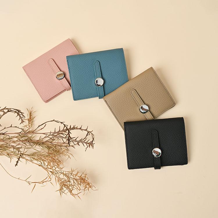 財布 レディース 本革 コンパクト かわいい シボ 二つ折り財布 小さい 薄い サイフ ベルト カードケース レザー 牛革 小銭入れ お札 おしゃれ くすみカラー |  | 10
