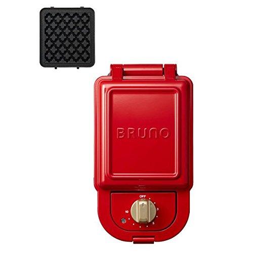 満点の 本体 サイズ シングル ホットサンドメーカー ブルーノ BRUNO プレート2種 耳まで焼ける 赤 Red レッド 付き ワッフル) (ホットサンド ホットプレート