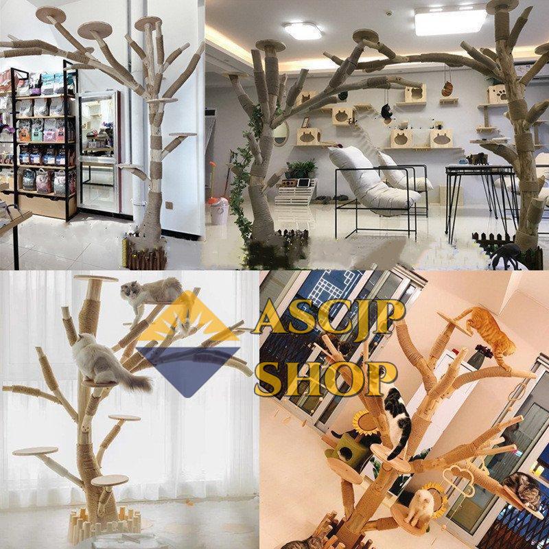 【値段交渉可：送料込】 キャットタワー 木製 猫の木 猫登山 猫の活動ツリー 無垢材 猫のジャンプ プラットフォーム 猫登山タワー猫の活動木 猫の遊び地域 高1.5メートル 【EIM1079498004】(37723円)