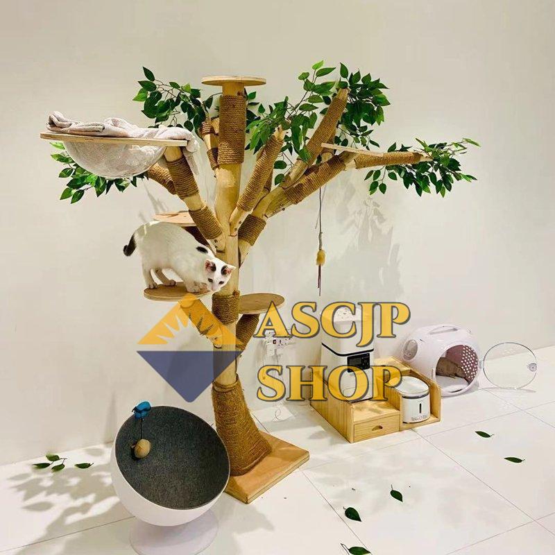 【値段交渉可：送料込】 キャットタワー 木製 猫の木 猫登山 猫の活動ツリー 無垢材 猫のジャンプ プラットフォーム 猫登山タワー猫の活動木 猫の遊び地域 高1.5メートル 【EIM1079498004】(37723円)