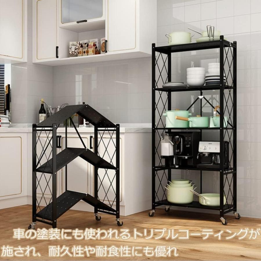 収納ラック 棚 3/4/ 5段 キャスター付き 折りたたみ ラック スチール 