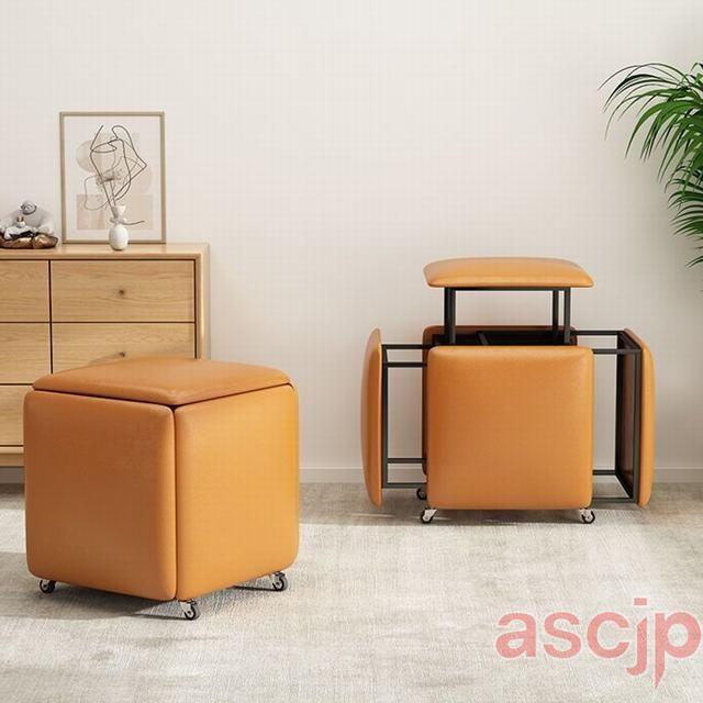 pairscassina 革オットマン スツール 5in1 省スペース オットマン 低反発 記憶フォーム PU革