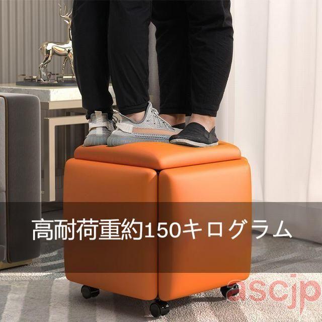 スツール 5in1 省スペース オットマン 低反発 記憶フォーム PU革 コンパクト 足置き 踏み台 ステップ 玄関 多機能 リビング　防撥水_1