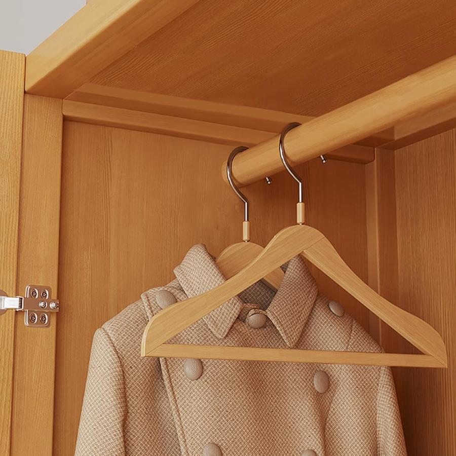 ワードローブ 扉付き クローゼット ハンガーラック 棚付き 天然竹製