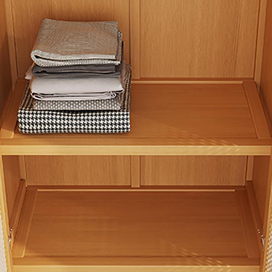 ワードローブ 扉付き クローゼット ハンガーラック 棚付き 天然竹製