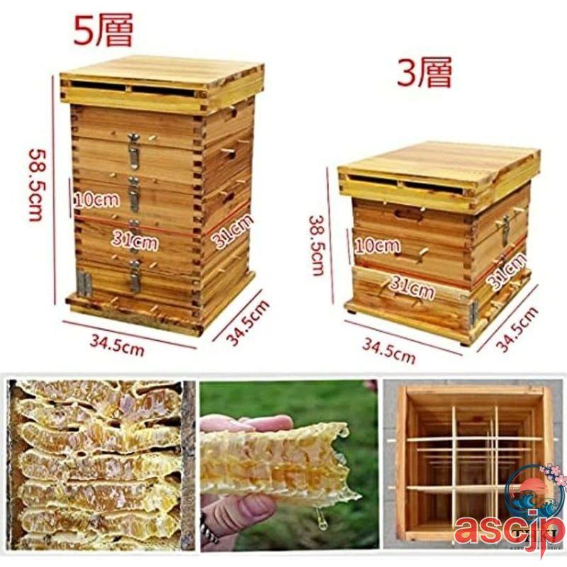 重箱式 蜜蜂巣箱 焼杉仕様　5段 蜜蜂巣箱 ミツバチ 巣箱 重箱式 養蜂箱 杉材 蜂ハイブ 格子箱 煮蝋