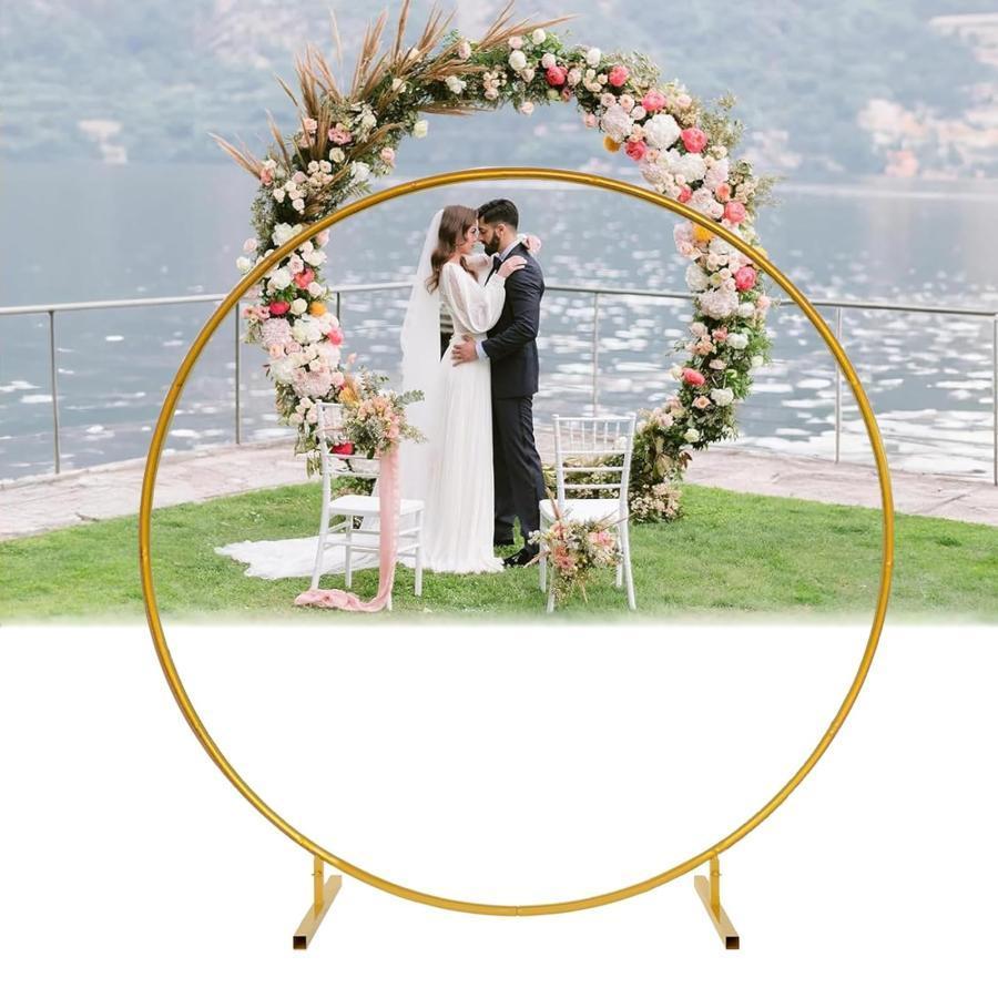 フラワーアーチ　バルーンアーチ　結婚式　高砂アーチ　誕生日　フォトスポット 丸型 ローズアーチ 屋外 結婚式の装飾 サークルアーチ 円形メタル