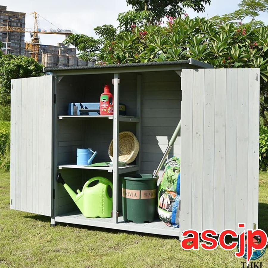 物置 屋外 小型 木製 木製物置 観音開き 物置収納庫 天井アスファルト