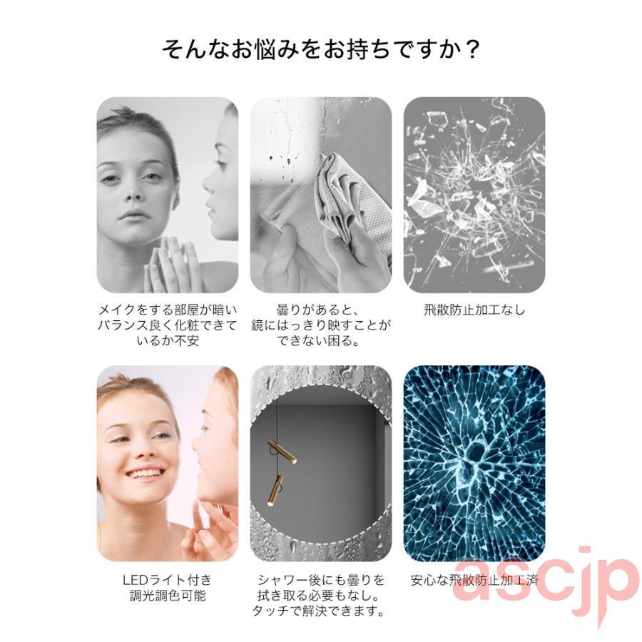 鏡 壁掛け ウォールミラー 女優ミラー LED浴室ミラー ライト付き 丸型