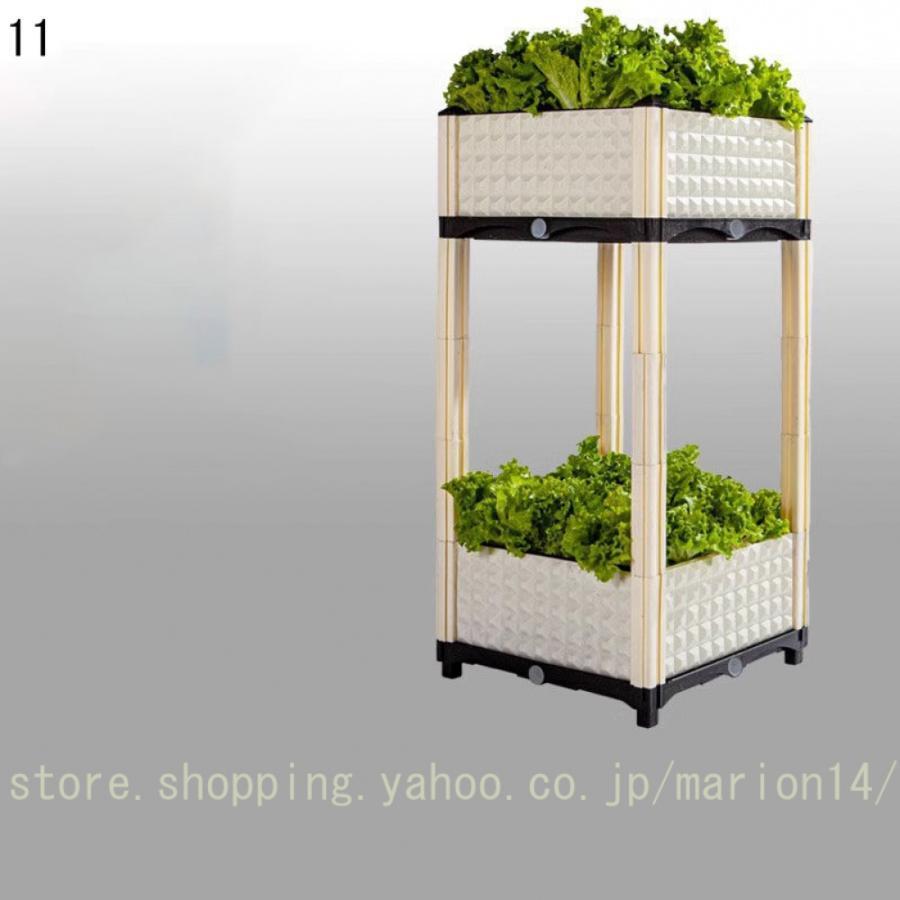 組立式ガーデンボックス プランターボックス プラスチック 園芸 鉢植え入れ 花、植物、野菜栽培 自由組立 滑車付け ブラウン 二階 プラスチック_11
