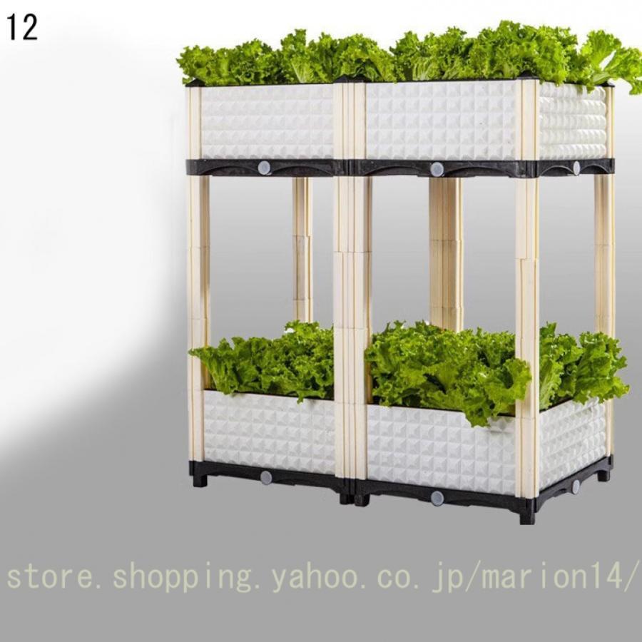 組立式ガーデンボックス プランターボックス プラスチック 園芸 鉢植え入れ 花、植物、野菜栽培 自由組立 滑車付け ブラウン 二階 プラスチック_12