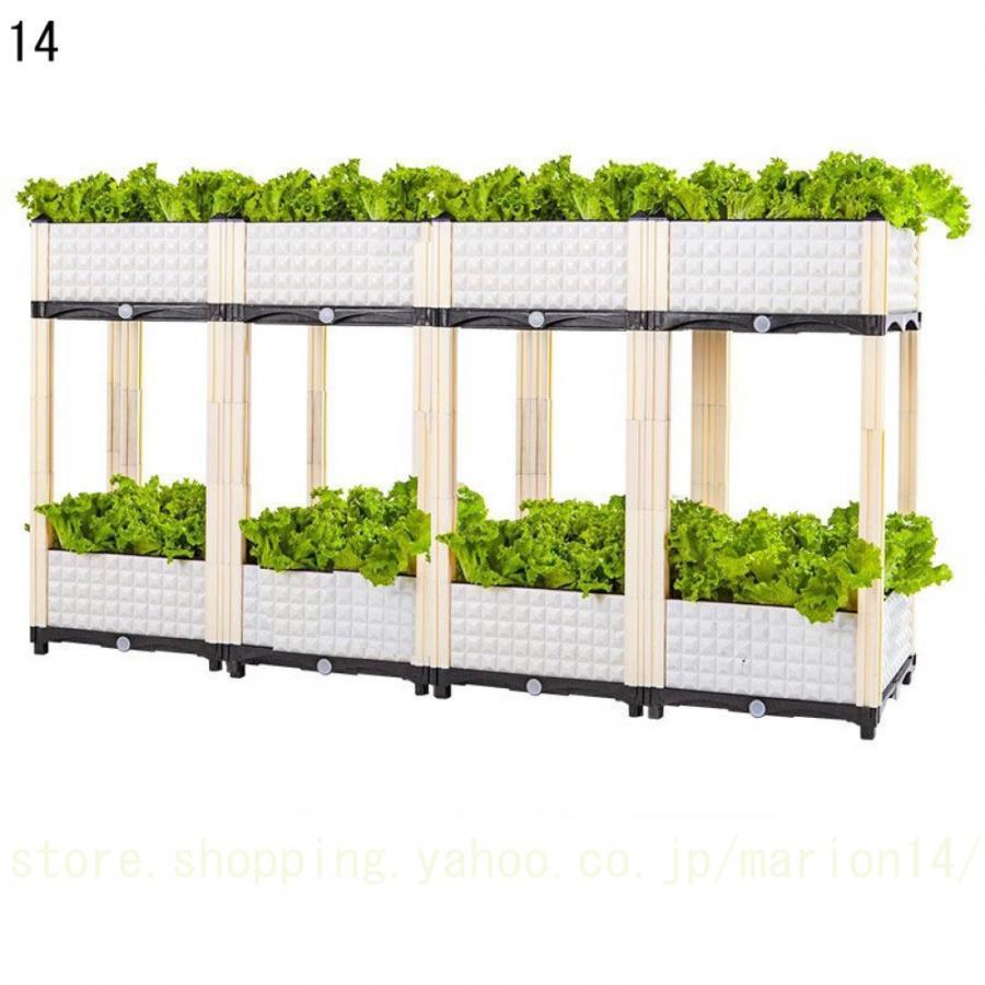 組立式ガーデンボックス プランターボックス プラスチック 園芸 鉢植え入れ 花、植物、野菜栽培 自由組立 滑車付け ブラウン 二階 プラスチック_14