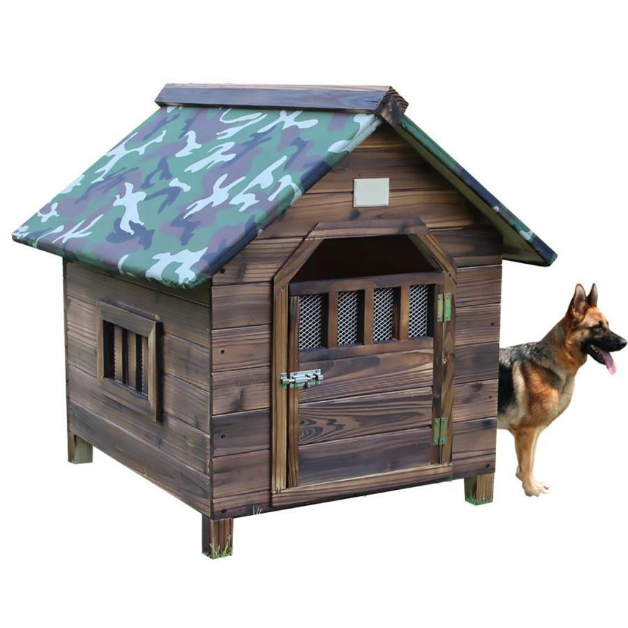 犬小屋、大型犬のための屋外犬小屋換気暖かい防風防雨炭化腐敗安定したと耐久性のある中国モミ特大屋外犬小屋 M:48*56cmの画像