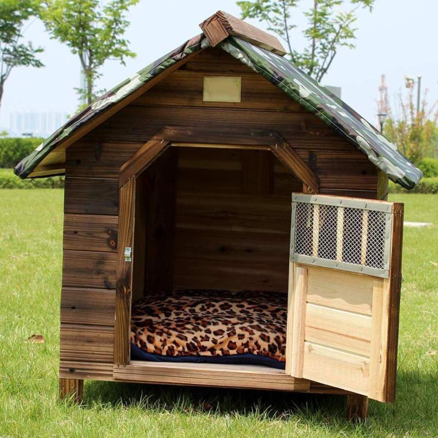 犬小屋、大型犬のための屋外犬小屋換気暖かい防風防雨炭化腐敗安定したと耐久性のある中国モミ特大屋外犬小屋 M:48*56cmの画像