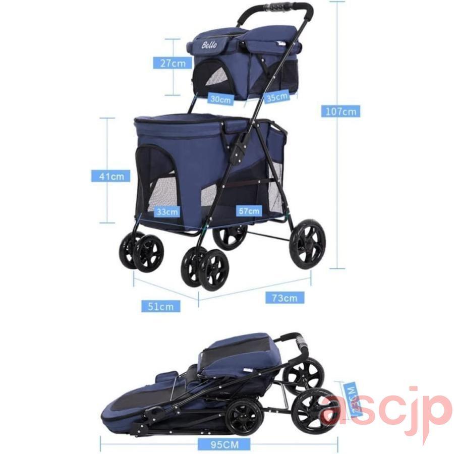 ペットカート 犬用 カート 犬 ベビーカー，耐荷重20Kg四輪折りたたみ