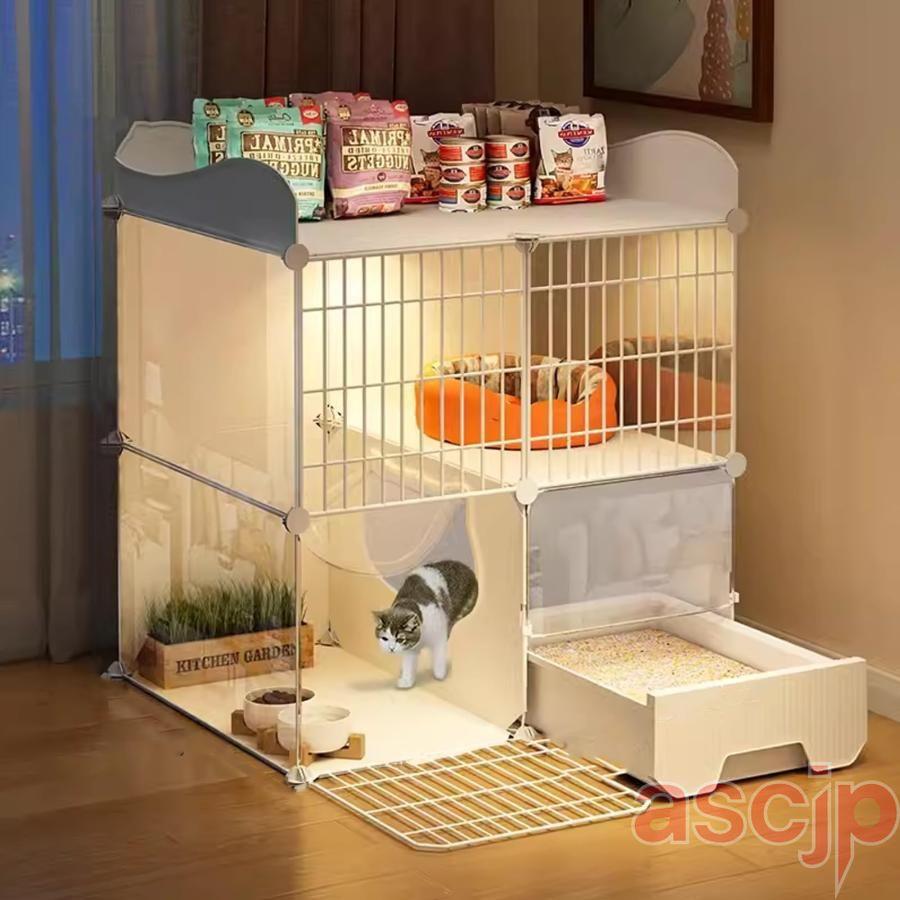 猫ケージ 屋内用 トイレ付き 取り外し可能 ペット ホーム 小動物ハウス