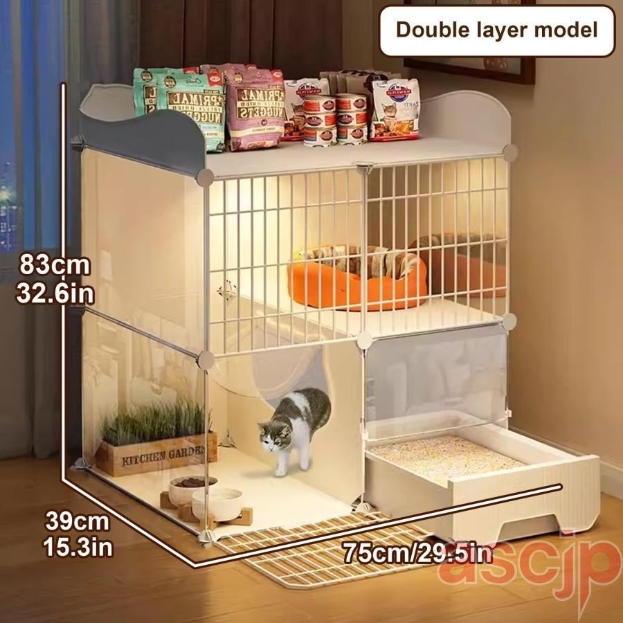 猫ケージ 屋内用 トイレ付き 取り外し可能 ペット ホーム 小動物ハウス