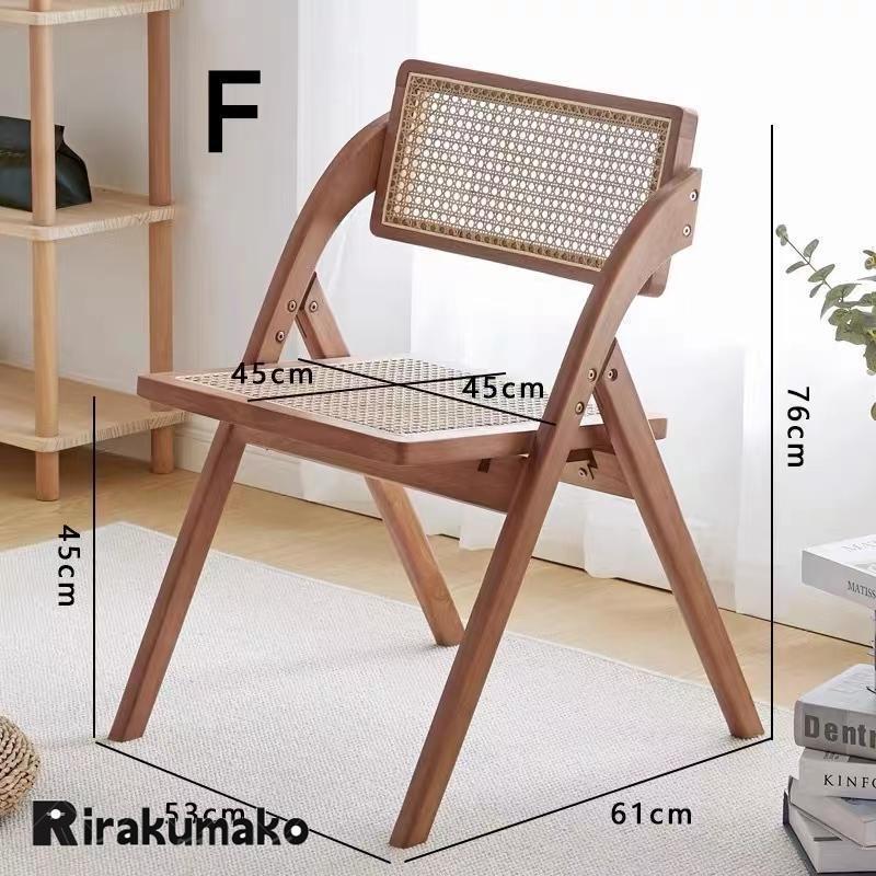 l’m【良品】ラタンチェア　かぎ編みイス　折りたたみ 折りたたみ椅子 ラタン家具 職人手作り 籐編み 天然木 籐家具 食卓椅子