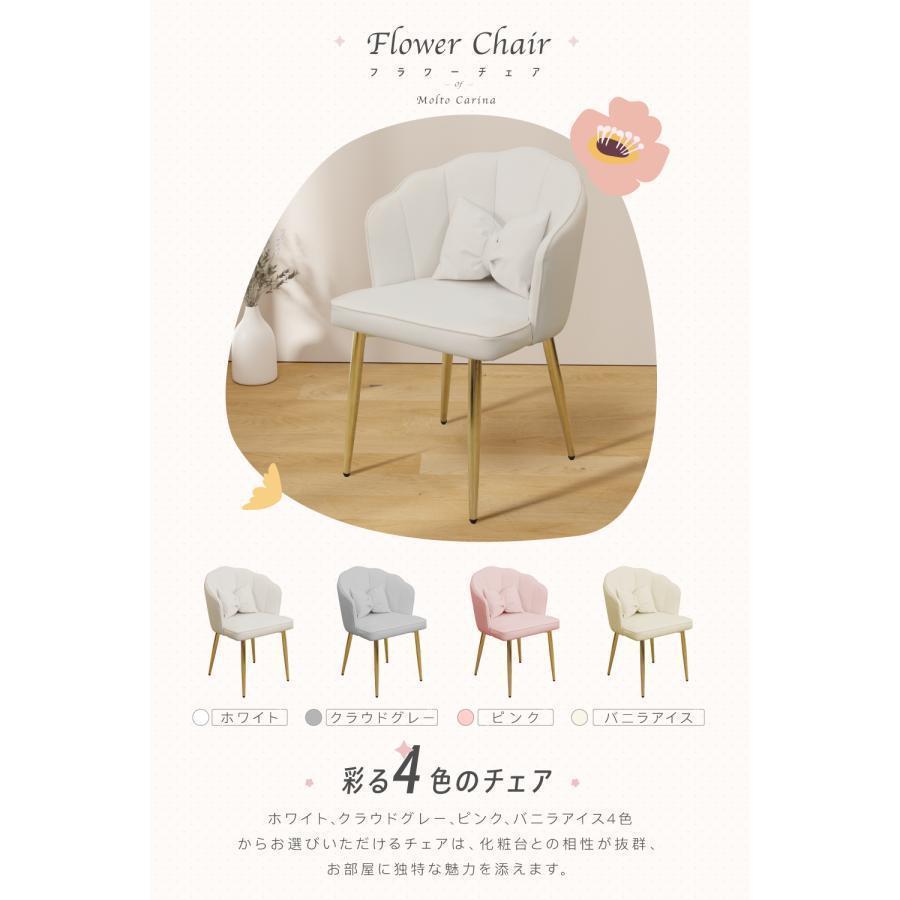 平日】フラワーチェア 花びら ベロア調チェア レザー調チェア