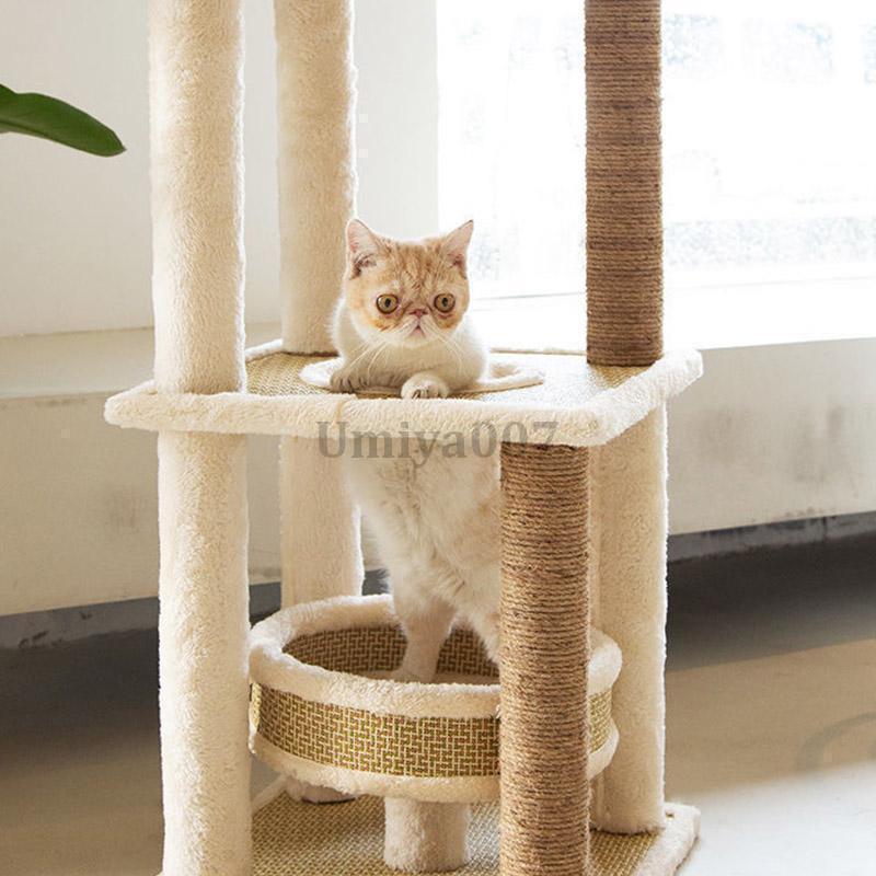 キャットタワー 木製 おしゃれ 据え置き かわいい 爪とぎ 運動不足
