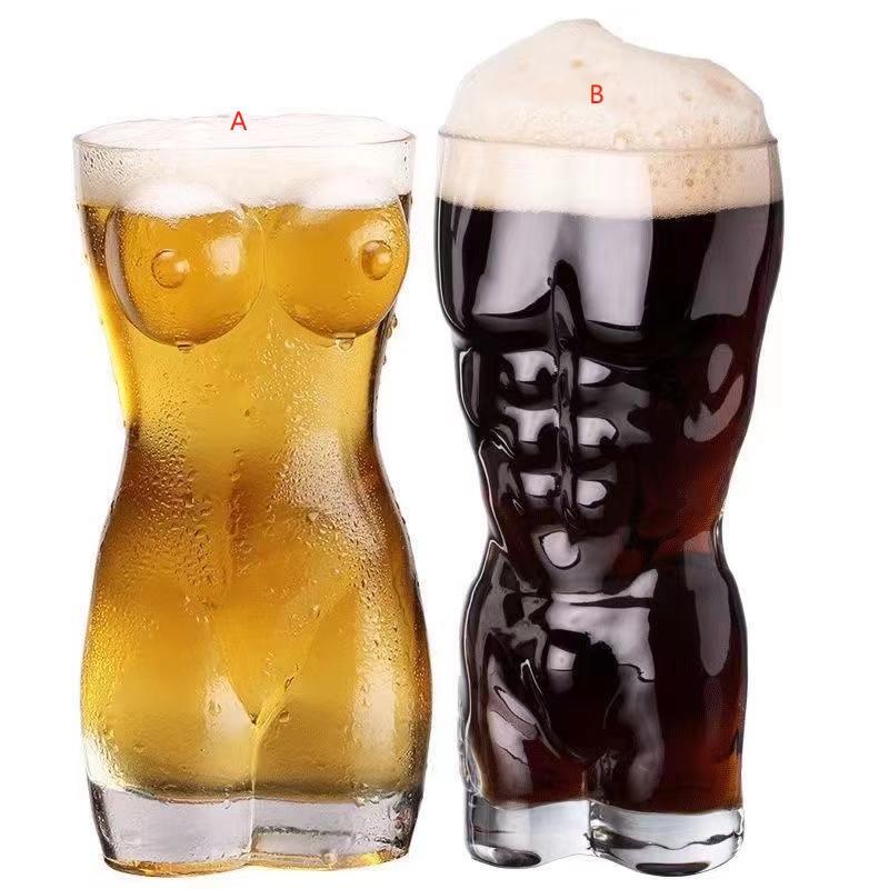 人体カップ 透明ガラス おもしろ食器 ビールグラス ビールジョッキ
