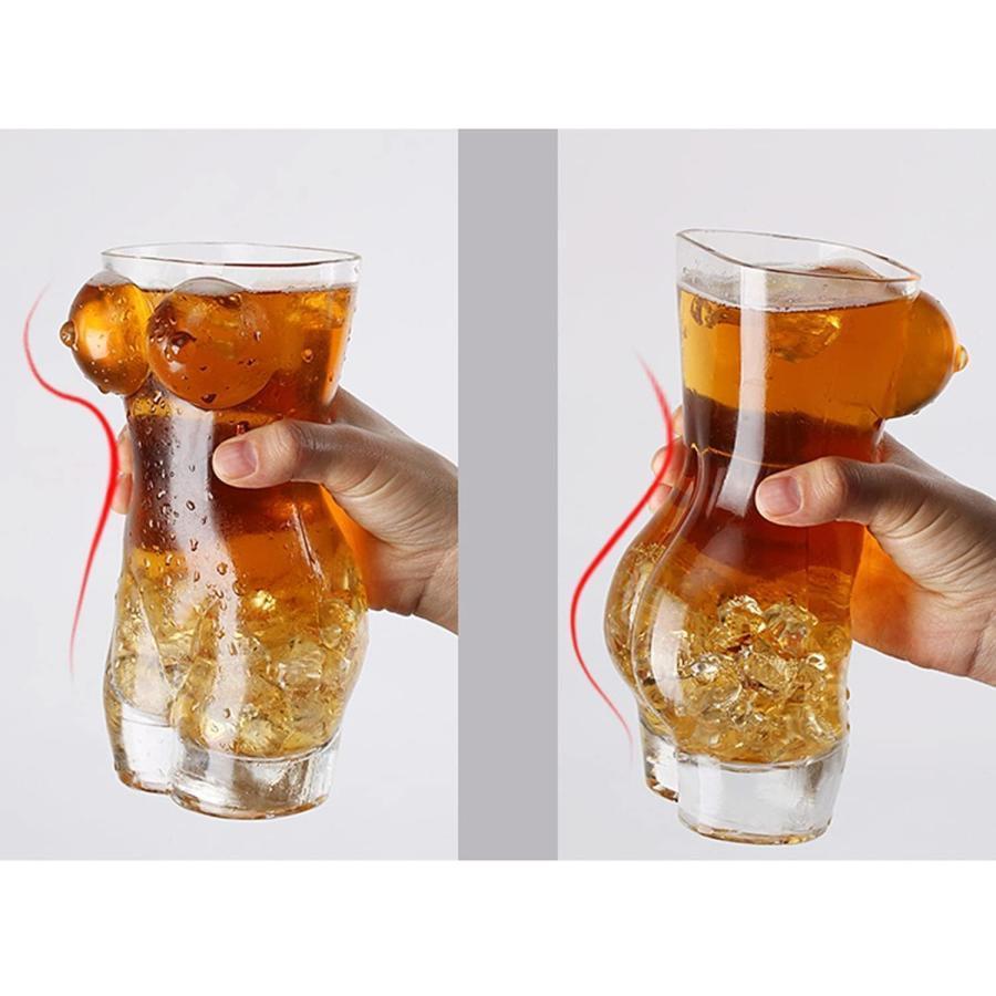 人体カップ 透明ガラス おもしろ食器 ビールグラス ビールジョッキ