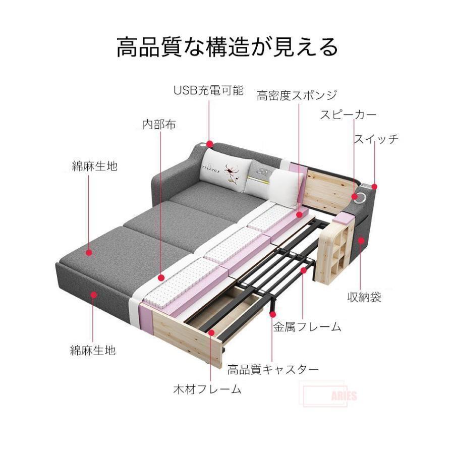 ソファー ソファ 150cm ファーベッド 3人掛け 折りたたみ 簡約 現代風