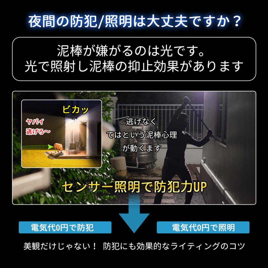 ソーラーライト 屋外 人感センサー 防犯 防水 ガーデンライト おしゃれ かわいい FREESIA 電球色 明るい 高輝度 ソーラー 自動点灯 明暗センサー 玄関 照明｜ascriss-store｜02